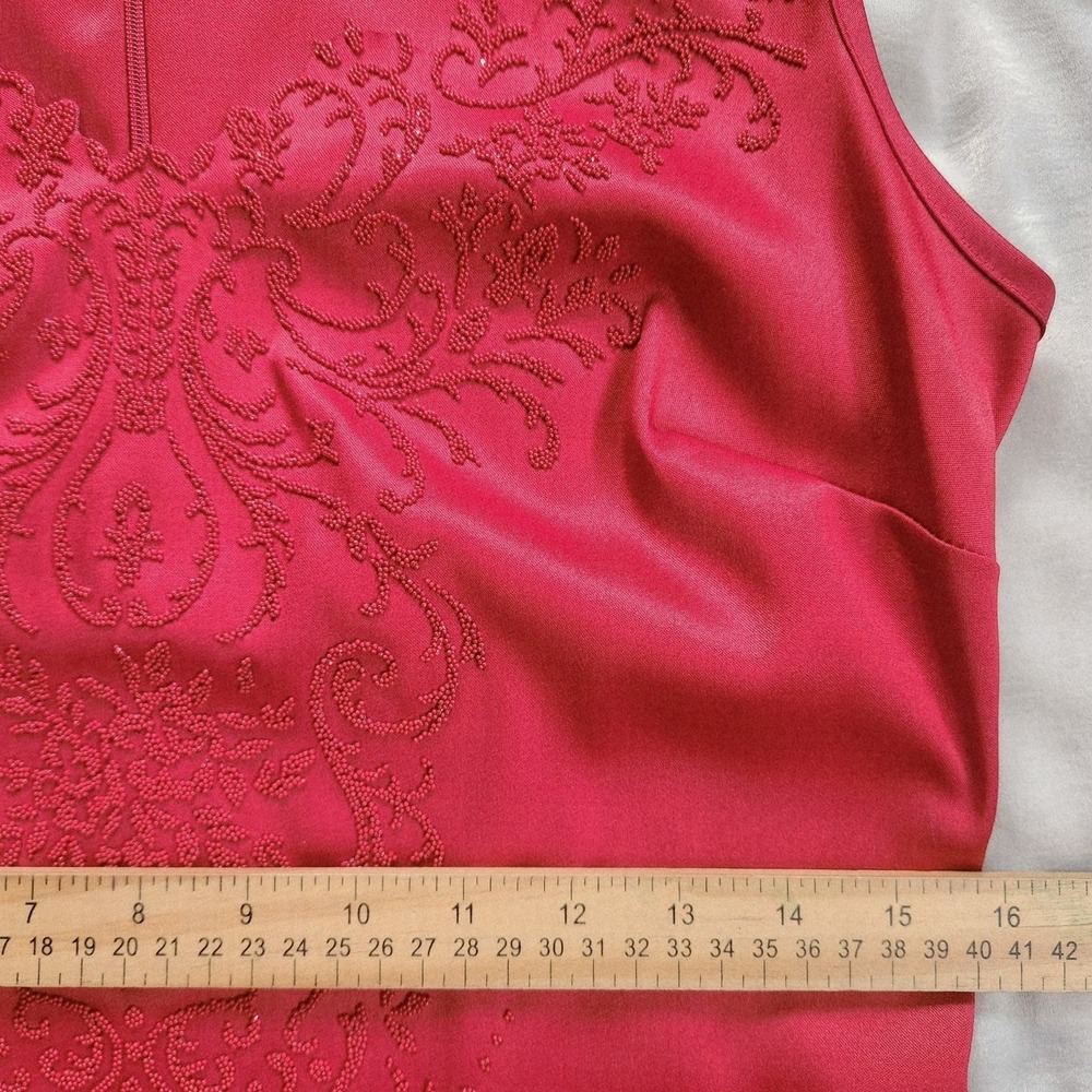VTG CDC 90's Dress NWT Red Sheath Formal Cocktail Beaded Front Size 8‎ USA - Picture 9 of 10